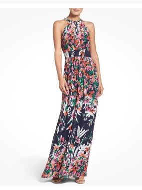 NWT- ELIZA J FLORAL HALTER CHIFFON GOWN Maxi Dress size 18